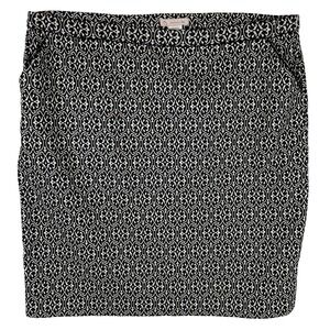 Db Womens‎ 1X Black White Geometric Print Stretch Pencil Skirt Plus Size